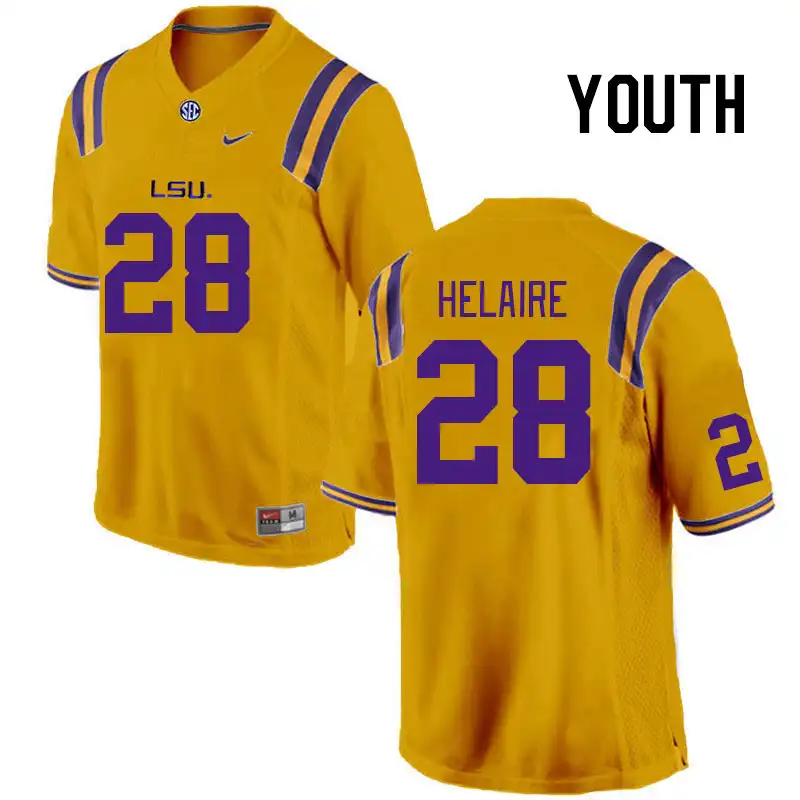 Youth LSU Tigers Cowinn Helaire #28 Gold NCAA Football Jersey